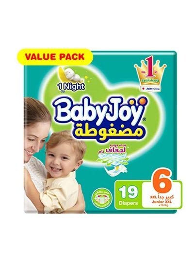 BabyJoy Compressed Diamond Pad, Size 6 Junior XXL, 16 to 25 kg, Value Pack, 19 Diapers