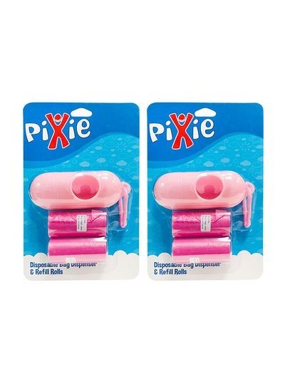 Pixie 2-Piece Disposable Bag Dispenser With Refill Rolls