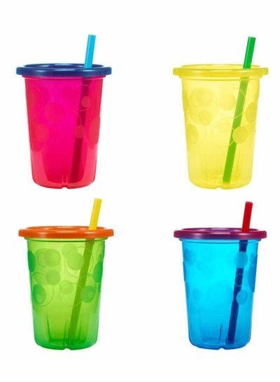 the FIRST years Take And Toss Sipper Cups With Straw, Pack Of 4, 10Oz – Multicolour