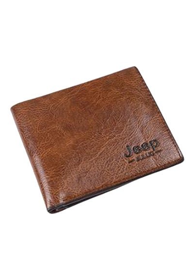 Jeep Short Bifold Synthetic Leather Wallet With Credit Card Holder Light Brown