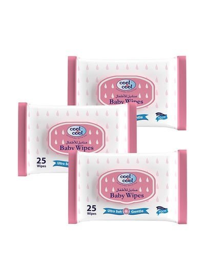 cool & cool Baby Wipes 25’s Ultra Soft Pack of 3
