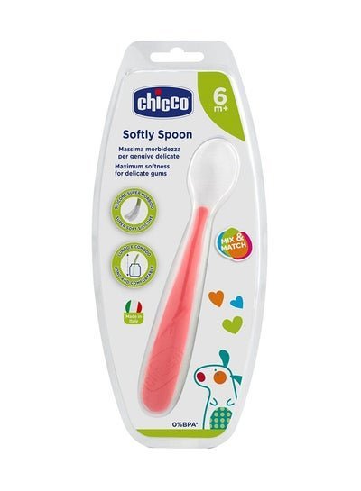 Chicco Soft Silicone Beginning Spoon, BPA-Free, 6+ Months, Pink