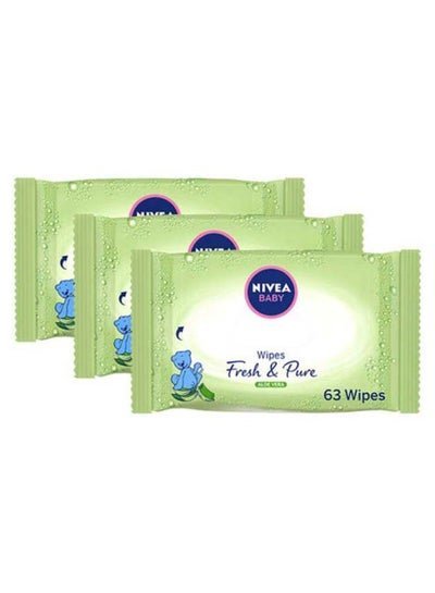 NIVEA Fresh & Pure Baby Wipes Value Box 3 Packs x 63 Wipes, 189 Count