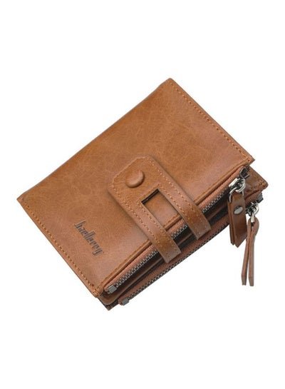 baellerry RFID Leather Small Zipper Around Wallet Brown