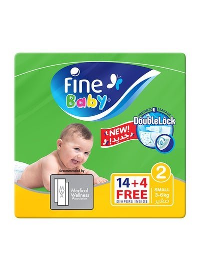 Fine Baby Baby Diapers, Size 2, 3 – 6 Kg, 18 Count – Small, Double Lock Technology Prevents Leakage