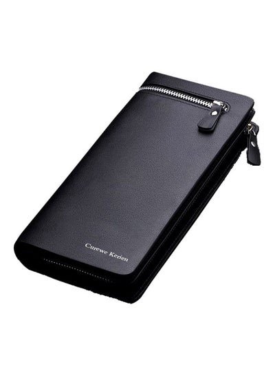 Generic Long Bi-Fold Zipper Wallet Black