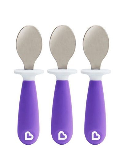 Munchkin Raise Toddler Spoons, 12+ M, Pack Of 3 – Purple/Silver