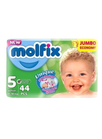 Molfix 3D Technology Junior Diapers, Size 5 (11-18 kg), Jumbo Pack, 44 Count