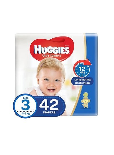 HUGGIES Extra Care Baby Diapers, Size 3, 4 – 9 Kg, 42 Count – Gentle Skin Care, Dermatologist Approved
