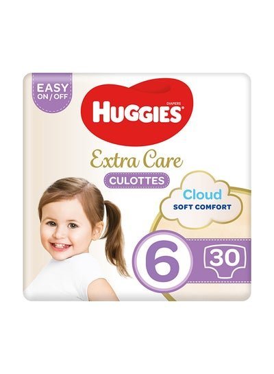 HUGGIES Extra Care Baby Pants Diapers, Size 6, 15 – 25 Kg, 30 Count – Easy On/Off, Cloud Soft Comfort