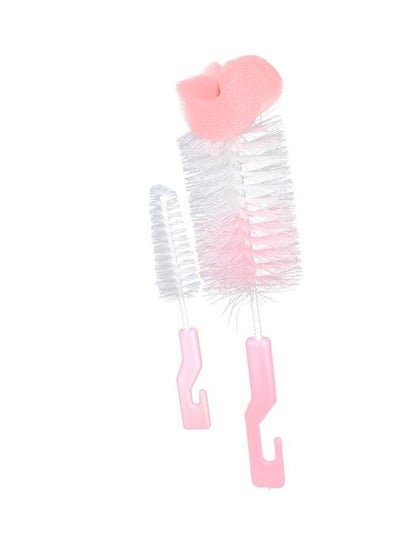 mumlove 2-piece Feeding Bottle Cleanning Brush Set With BPA-free and PP Food, Pink/white