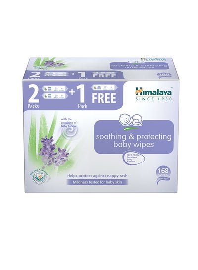 Himalaya 168-Piece Lavender Aloe Vera Scent Soothing And Protecting Soft Gentle Baby Wipes 3 Pack
