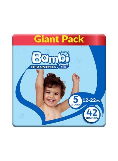 Sanita Bambi Baby Diapers Giant Pack Size 5, X-Large, 12-22 KG, 42 Count