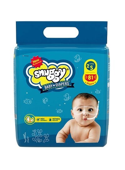 Snuggy Baby Diaper, Size 2, S, 3-8 Kg, 81 Count