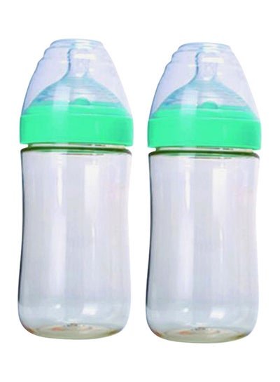 Bebi 2-Pieces PPSU Feeding Bottle with Non Drip Silicone Nipple And No-Spill Spout for Babies and Infants,BPA Free, 9-12 months, 240 ml Green/Clear