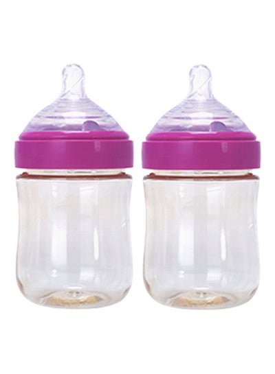 Bebi 2-Pieces PPSU Feeding Bottle with Non Drip Silicone Nipple And No-Spill Spout for Babies and Infants,BPA Free, 9-12 months, 240 ml Pink/Clear