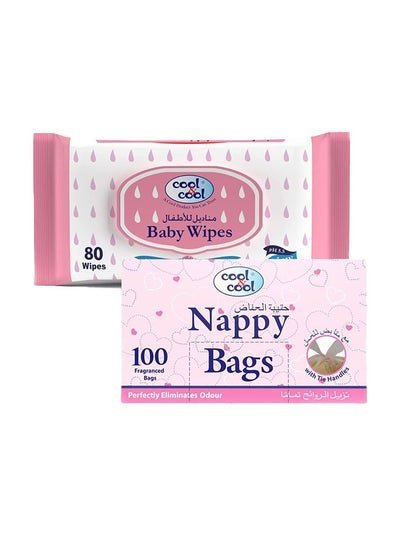 cool & cool Nappy Bags 100’S And Baby Wipes 80’S Pack