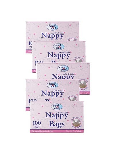 cool & cool Pack Of 5 Nappy Bags, Quickly And Conveniently, Ultra Sensitive, Odour Free, Little Baby – Pink