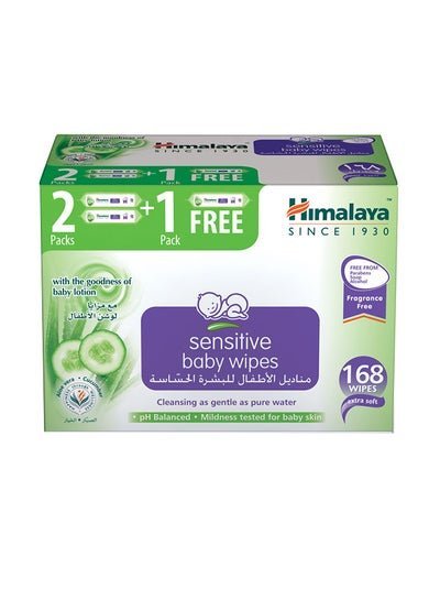 Himalaya Fragrance-Free Sensitive Baby Wipes, 3 Packs Of 56 Wipes, 168 Count