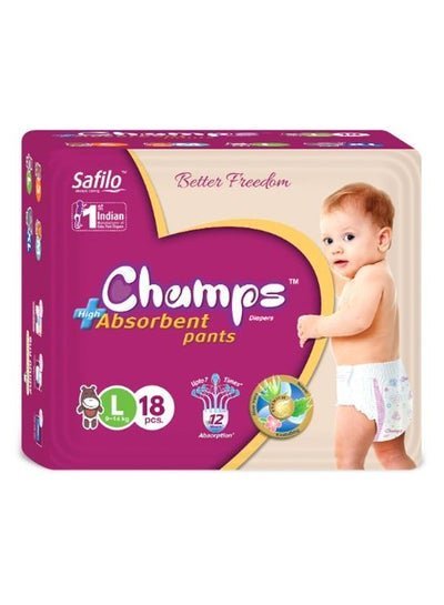 CHAMPS High Absorbent Diaper Pants, Large, 9 To 14 kg, [Pack of 18]