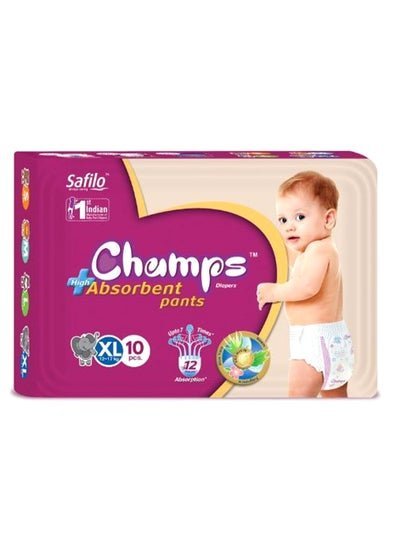 CHAMPS High Absorbent Pants Diapers, Size Xl, 12-17Kg, 10 Count