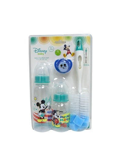 Disney Pack Of 4 Mickey Mouse Printed Feeding Bottle With Pacifier And Washer Set