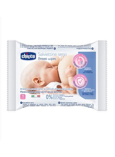 Chicco Cleansing Breast Wipes, 16 Pieces