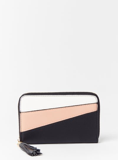 Jove Tassel Detail Zip Around Wallet Black/Pink/White