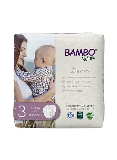 BAMBO NATURE Eco-Friendly Diapers, Size 3, 4-8Kg, 29 Diapers