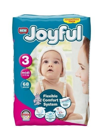 Joyful Super Absorbent Baby Diapers Size 3 [Pack of 68]