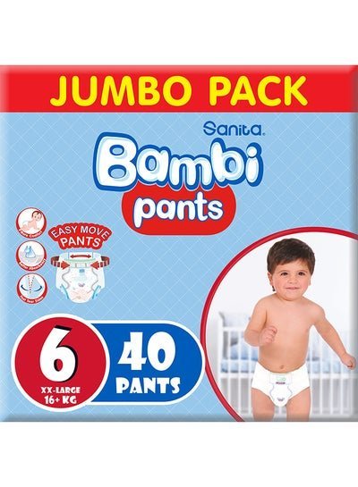 Sanita Bambi Pants Jumbo Pack, Size 6, XX Large +16 KG, 40 Count
