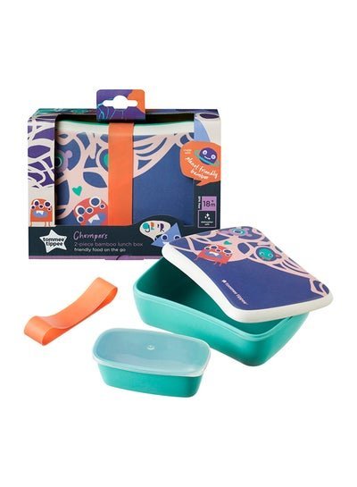 tommee tippee 2 Piece Chompers Bamboo Lunch Box For Kids, BPA Free- Multicolour, TT423574