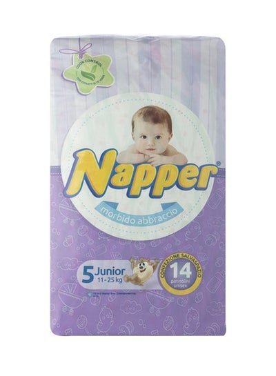 Napper Baby Diapers, Size 5, Junior, 11-25 Kg, 14 Count