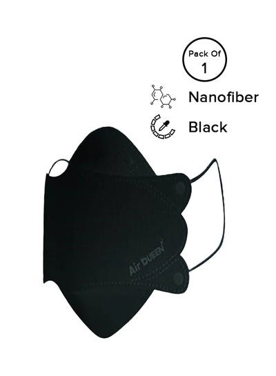 Air QUEEN (1-Piece) Disposable Black Nanofiber Filter Face Mask For Adults