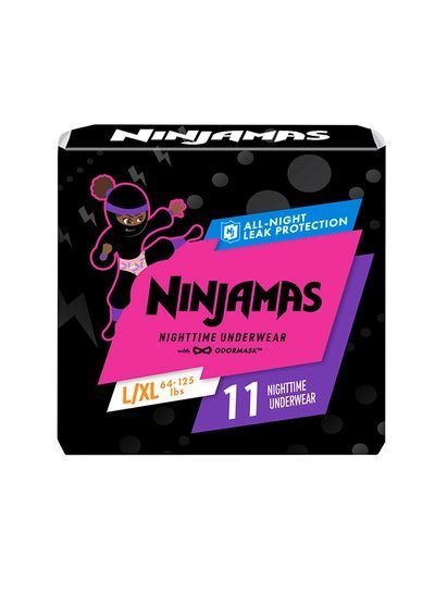 Pampers Ninjamas Nighttime Underwear For Girls, Size L/Xl, 29 – 57 Kg, 11 Count – All Night Leak Protection