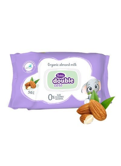 Violeta Almond Milk Double Care Wet Baby Wipes, No Alcohol – 56 Wipes