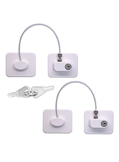 Generic 2-Piece Child Safety Cable Fridge Window Lock With Key Set