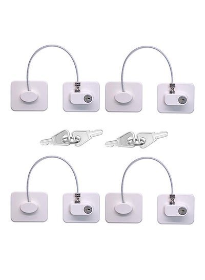 Generic Pack of 4 Safety Cable Fridge Window Lock With Key Set