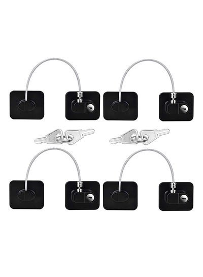 Generic Pack of 4 Child Safety Cable Fridge Window Lock With Key Set