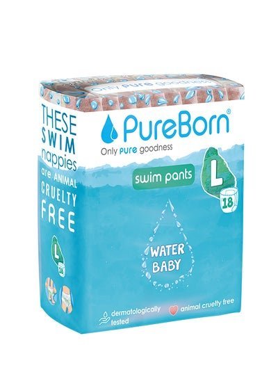 PureBorn Baby Swim Pants, 18 Count – Large, Grapefruit, Dermatologically Tested, Animal Cruelty Free