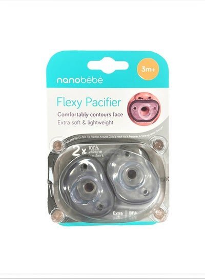 NANOBEBE Flexy Pacifier, Pack Of 2, 3M+ – Grey