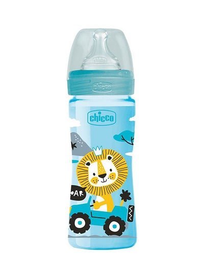 Chicco Well-Being Plastic Bottle 250Ml Medium Flow 2M+ Silicone Boy, Blue