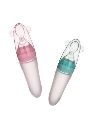 Maston 2-Piece Baby Feeding Silicone Bottle With Spoon For Infant 0-24 Months Dispensing And Feeding