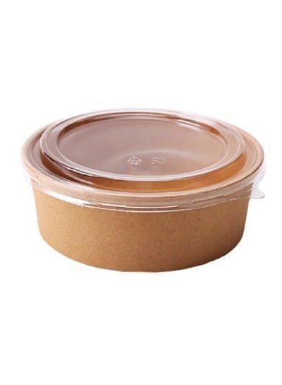 SNH PACKing Kraft Salad Bowl 1090ml With Lid Brown Bio Disposable Bowl 25 Pieces Brown