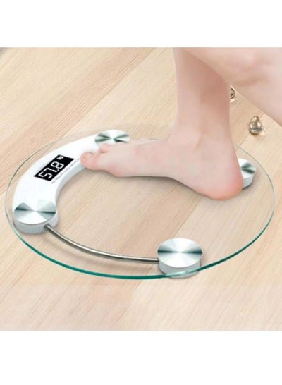 Generic Round Electronic Weight Scale LCD Display Toughened Glass 180kg Gym Bathroom Smart Body Weighing Digital Scale
