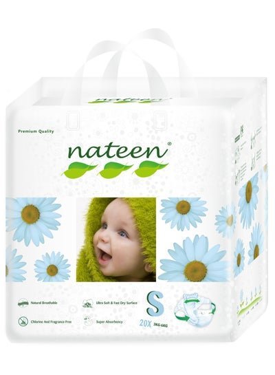 nateen Premium Care Baby Diapers,Size 2 (3-6kg),Small,20 Count Diapers,Super Absorbency,Breathable Baby Diaper.