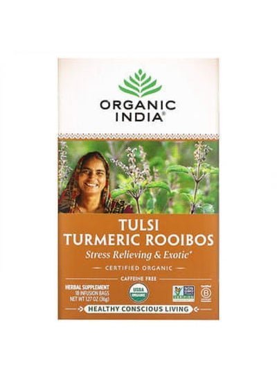 Organic India Organic India, Tulsi Tea, Turmeric Rooibos, Caffeine-Free, 18 Infusion Bags, 1.27 oz (36 g)