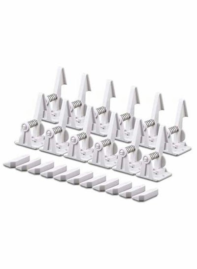 HomarKet 12 Pack Baby Proof Cabinet Locks with Strong Adhesive &Long Latch Arm Upgraded Child Locks