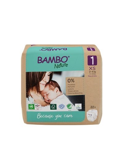 BAMBO NATURE Bambo Nature Eco-Friendly Diapers Paper Bag, Size1,2To4kg (22 counts)