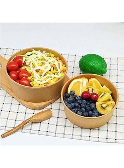 SNH PACKing Kraft Salad Bowl 1090ml With Lid Bio Disposable Bowl Brown 10 Pieces